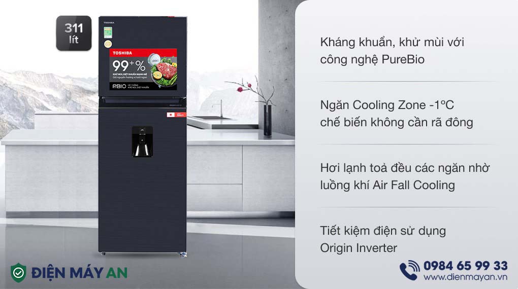 Tủ Lạnh Toshiba Inverter 311 Lít GR-RT395WE-PMV(06)-MG - tổng quan thiết kế
